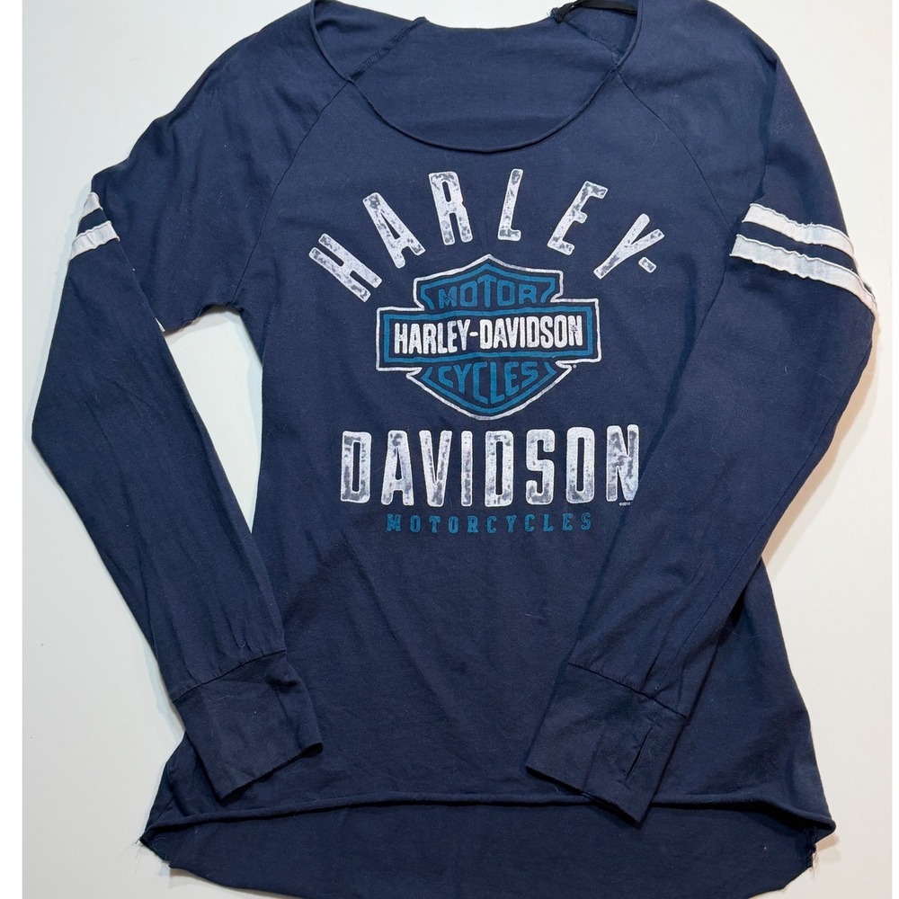 Harley-Davidson Women's Navy Graphic Long Sleeve Shirt Size M